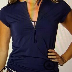 Carve Designs Dawson Rashguard-NWT Zipper, Short Cap Sleeve, Top Only, Sz.Lg